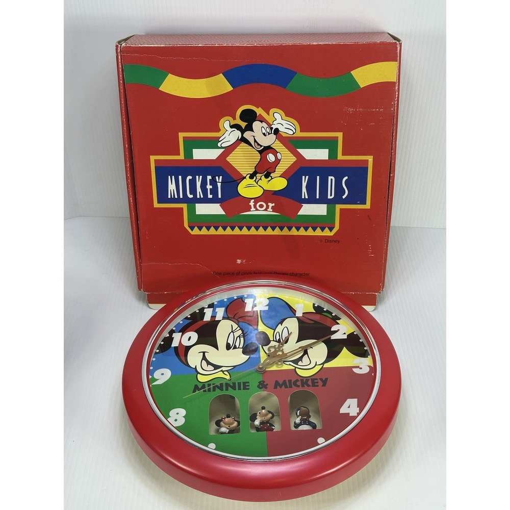 Vintage‎ Walt Disney Dancing Mickey Donald Minnie Wall Clock Model 8392C Working